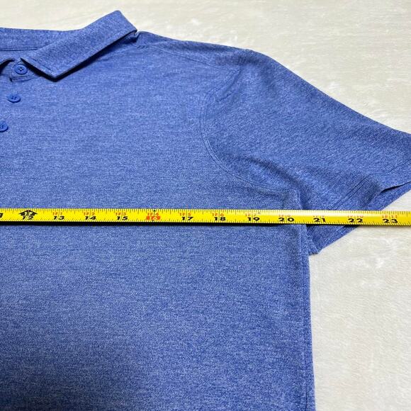 Lululemon Evolution Short Sleeve Polo Men's M Heathered Blue Performance Stretch - Picture 5 of 7